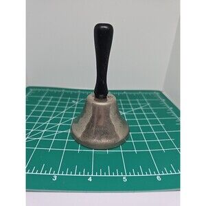 Vintage Silver Hand Bell w/ Black Handle - Dinner Bell - Service Bell 092441